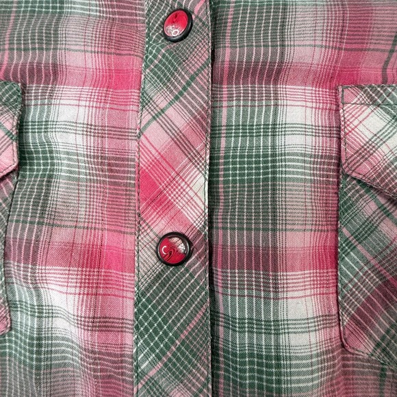 Rock 47 By Wrangler Womens Shirt Size Medium Pink Plaid Pearl Snap Western - Picture 11 of 11
